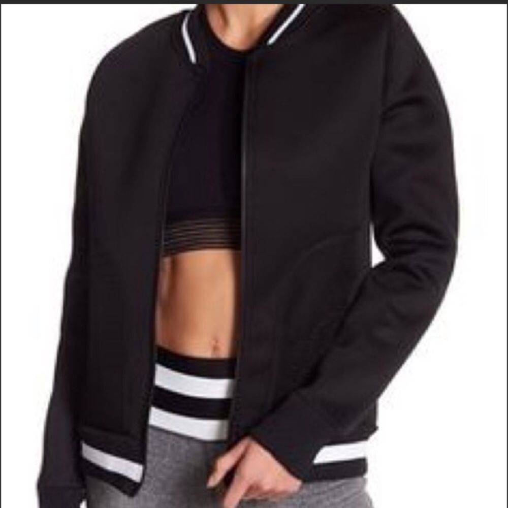 Brand new with tags C&C California Ladies black Scuba Bomber Jacket size small